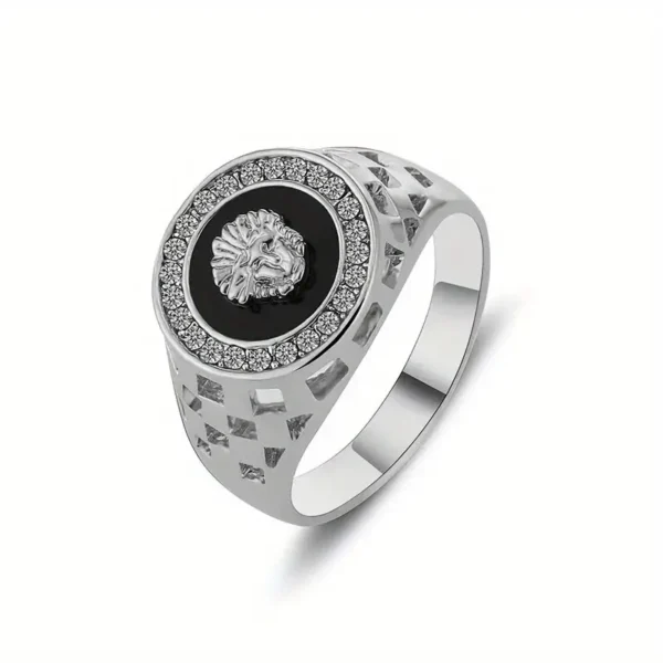 Lion Head Ring with Cubic Zirconia Ring